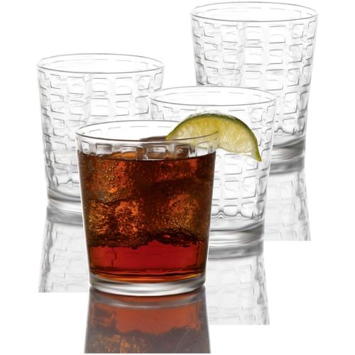  Circleware 40206 Blocks Set of 10 Highball Tumbler Drinking Glasses, Heavy Base Ice Tea Beverage Cups Glassware for Water, Beer, Juice 15.7 oz 10pc