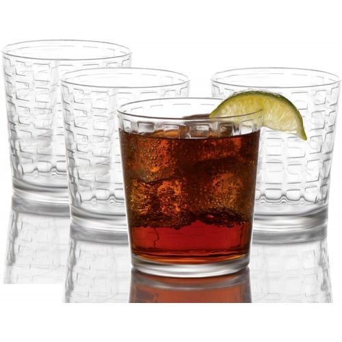  Circleware 40206 Blocks Set of 10 Highball Tumbler Drinking Glasses, Heavy Base Ice Tea Beverage Cups Glassware for Water, Beer, Juice 15.7 oz 10pc