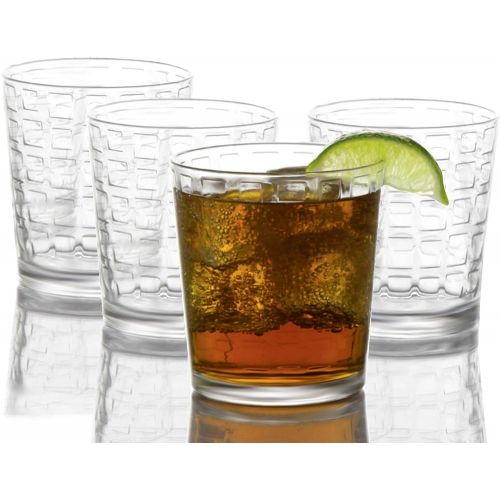  Circleware 40206 Blocks Set of 10 Highball Tumbler Drinking Glasses, Heavy Base Ice Tea Beverage Cups Glassware for Water, Beer, Juice 15.7 oz 10pc