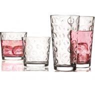 Circleware 40188 Circle Huge Set of 12-6-15.7 oz & 6-12.5 oz, Highball Tumbler Drinking Glasses and Whiskey Cups, Glassware for Water, Beer, Juice, Ice Tea, Beverage Decor, 12pc,