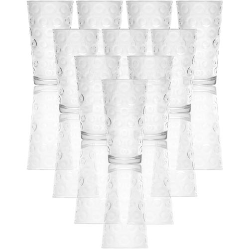  Circleware 40188 Circle Huge Set of 12-6-15.7 oz & 6-12.5 oz, Highball Tumbler Drinking Glasses and Whiskey Cups, Glassware for Water, Beer, Juice, Ice Tea, Beverage Decor, 12pc,