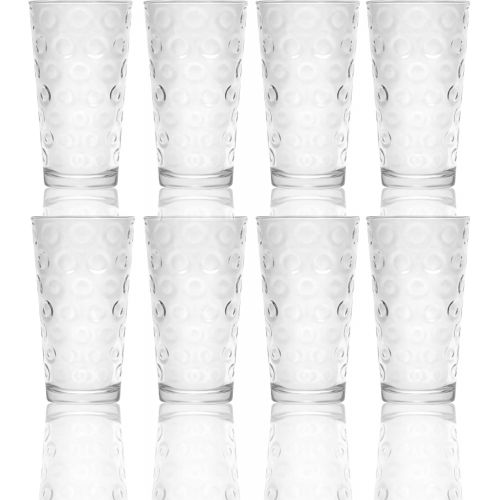  Circleware 40188 Circle Huge Set of 12-6-15.7 oz & 6-12.5 oz, Highball Tumbler Drinking Glasses and Whiskey Cups, Glassware for Water, Beer, Juice, Ice Tea, Beverage Decor, 12pc,