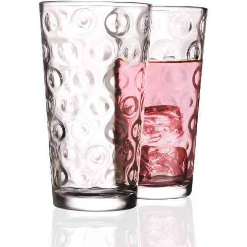  Circleware 40188 Circle Huge Set of 12-6-15.7 oz & 6-12.5 oz, Highball Tumbler Drinking Glasses and Whiskey Cups, Glassware for Water, Beer, Juice, Ice Tea, Beverage Decor, 12pc,