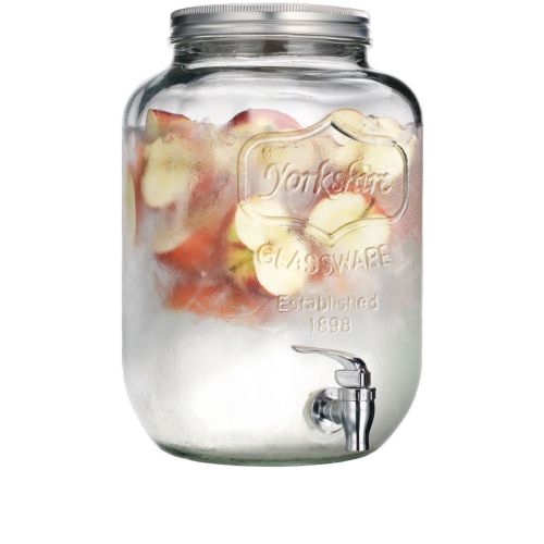  Circleware Yorkshire Sun Tea Mason Jar Glass Beverage Drink Dispenser with Metal Lid, 2 Gallon, Limited Edition Glassware