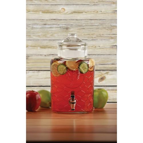  Circleware Yorkshire Sun Tea Mason Jar Glass Beverage Drink Dispenser with Metal Lid, 2 Gallon, Limited Edition Glassware