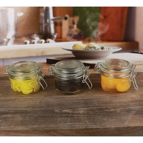  Circleware Glass Spice Jar with Swing Top Hermetic Airtight Locking Lid, Set of 3, Kitchen Food Preserving Storage Containers for Coffee, Sugar, Tea, and Himalayan Seasoning, 5.81