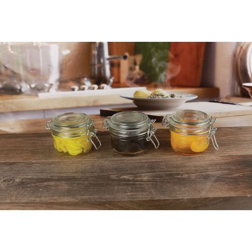  Circleware Glass Spice Jar with Swing Top Hermetic Airtight Locking Lid, Set of 3, Kitchen Food Preserving Storage Containers for Coffee, Sugar, Tea, and Himalayan Seasoning, 5.81