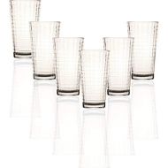 Circleware Matrix Set of 6 Heavy Base Tumbler Cooler Beverage Glasses 15.75 oz, Drinking Highball, Cups for Water, Juice, Milk, Beer, Ice Tea, Farmhouse Decor, Selling Gifts, 6pc