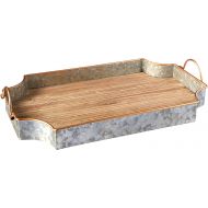 Circleware Cooperstown Wooden Craftsman Rectangle Serving Tray with Handles Kitchen Multi-Purpose Serveware for Coffee Table, Dinner, Breakfast, Food, Farmhouse Decor, 17.5” x 11”