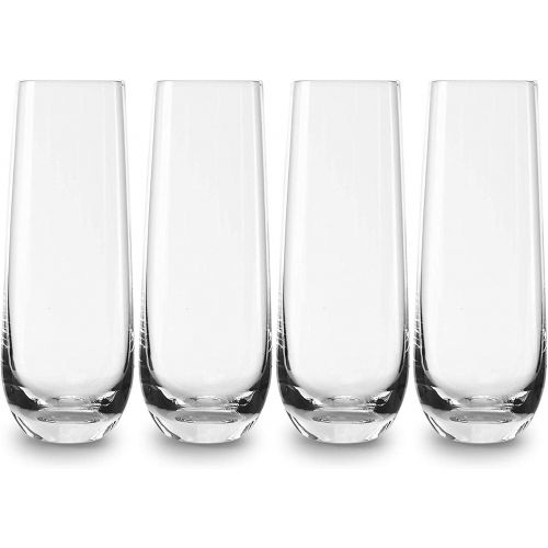  [아마존베스트]Circleware Chantal Stemless Champagne Flute Glasses Set of 4, Elegant All-Purpose Wine Drinking Glassware Beverage Cups for Water, Juice, Beer, Liquor, Whiskey & Home Bar Decor, 10