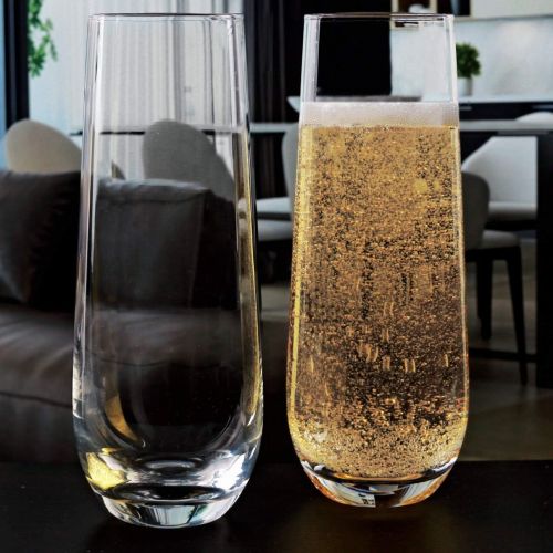  [아마존베스트]Circleware Chantal Stemless Champagne Flute Glasses Set of 4, Elegant All-Purpose Wine Drinking Glassware Beverage Cups for Water, Juice, Beer, Liquor, Whiskey & Home Bar Decor, 10