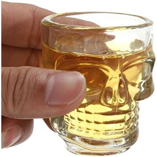  [아마존베스트]Circleware Skull Face Heavy Base Whiskey Shot Glasses, Set of 6, Party Home and Entertainment Dining Beverage Drinking Glassware for Brandy, Liquor, Bar Decor, Jello Cups, 1.75 oz,