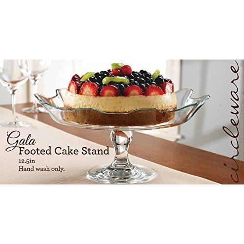  [아마존베스트]Circleware Gala Glass Cake Footed Stand Plate Serving Dish Platter, Home & Kitchen Entertainment Utensils for Fruit, Ice Cream, Dessert, Salad, Cheese, Candy, All Food, 12.5 x 6, C