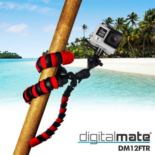  Circuit City Digitalmate 12in Rugged Flexible Tripod with Integrated Ball Head, Quick Release and Bubble Level for GoPro Black Silver Hero5, Hero4, Hero3, Hero, Session, SJ4000, SJ6000 Digital