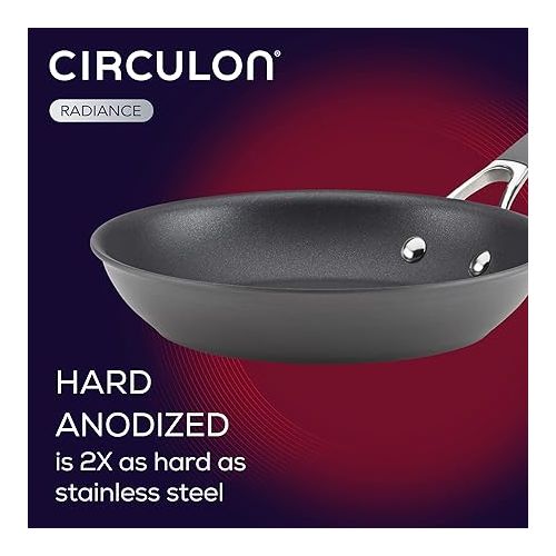  Circulon Radiance Hard Anodized Nonstick Frying / Fry Pan Set / Skillet Set - 8.5 Inch, 10 Inch, and 12.25 Inch , Gray