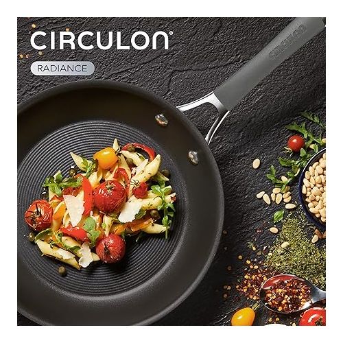  Circulon Radiance Hard Anodized Nonstick Frying / Fry Pan Set / Skillet Set - 8.5 Inch, 10 Inch, and 12.25 Inch , Gray