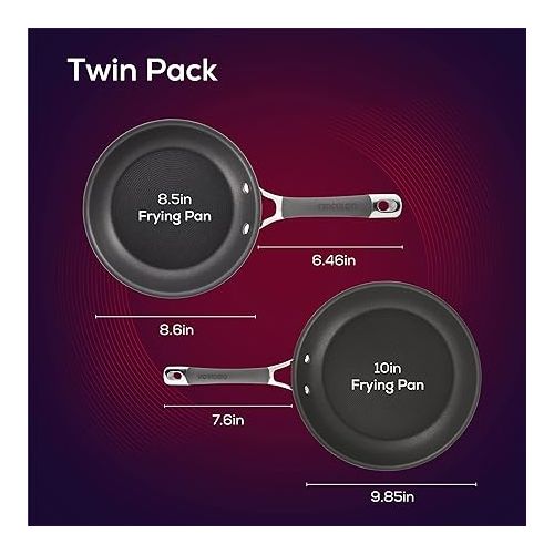  Circulon 83905 Radiance [hard anodized] Nonstick Frying pan set / Skillet Set - 8.5 Inch and 10 Inch, Gray