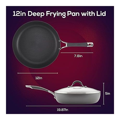  Circulon Radiance Deep Hard Anodized Nonstick Frying Pan /Skillet with Lid - 12 Inch, Gray