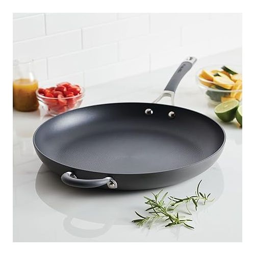  Circulon - 83906 Circulon Radiance Hard Anodized Nonstick Frying Pan / Fry Pan / Hard Anodized Skillet with Helper Handle - 14 Inch, Gray