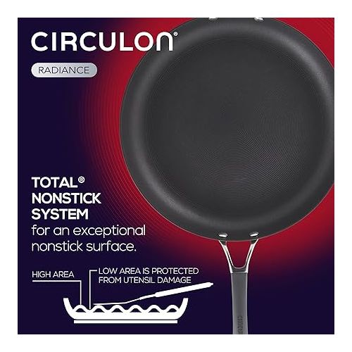  Circulon - 83906 Circulon Radiance Hard Anodized Nonstick Frying Pan / Fry Pan / Hard Anodized Skillet with Helper Handle - 14 Inch, Gray