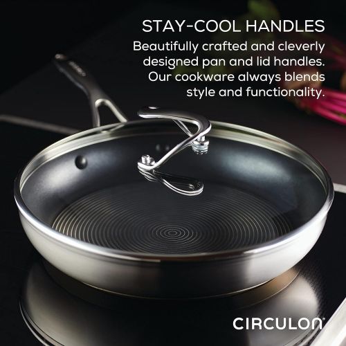  Circulon Stainless Steel Cookware Pots and Pans Set with SteelShield Hybrid Stainless and Nonstick Technology, 10 Piece, Silver