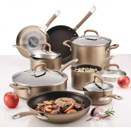  Circulon Premier Professional 13-Piece Hard-Anodized Cookware Set (8 Cooking Vessels and 5 Lids) Induction Base Suitable For All Cooktops, Bronze