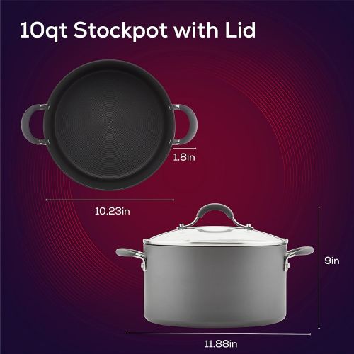  Circulon Radiance Hard Anodized Nonstick Stock Pot/Stockpot with Lid - 10 Quart, Gray