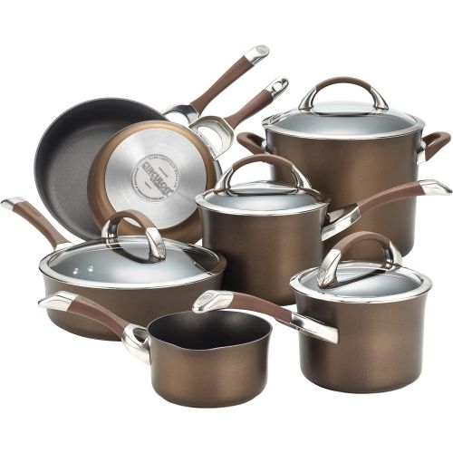  Circulon Symmetry Dishwasher Safe Hard Anodized Nonstick Cookware Pots and Pans Set, 11-Piece, Chocolate