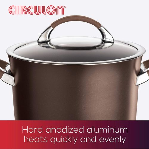  Circulon Symmetry Dishwasher Safe Hard Anodized Nonstick Cookware Pots and Pans Set, 11-Piece, Chocolate