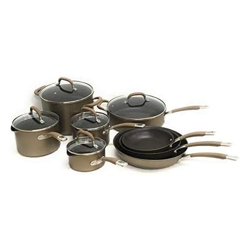  Circulon Premier Professional 13-Piece Hard-Anodized Cookware Set (8 Cooking Vessels and 5 Lids) Induction Base Suitable For All Cooktops, Bronze