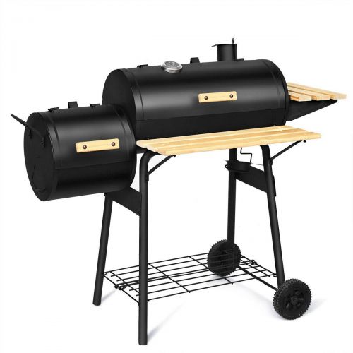  Cirocco BBQ Pit Charcoal Grill Meat Cooker with Offset Smoker & Bottom Shelves | Heavy Duty Support 55Lbs Non Toxic Food Grade Large Durable Ample Space | For Barbecues Camping Pic