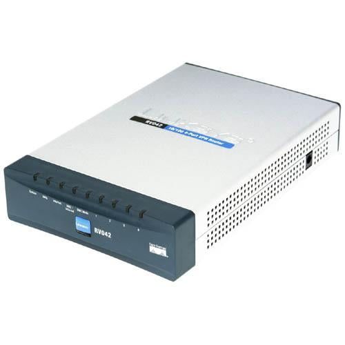  Cisco RV042 4-port Fast Ethernet VPN Router-Dual WAN - 4 x 10100Base-TX LAN, 1 x 10100Base-TX WAN, 1 x 10100Base-TX DMZ