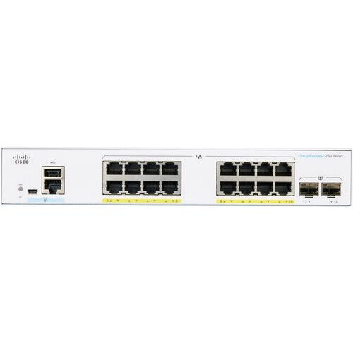  Cisco CBS250-16P-2G 16-Port Gigabit Ethernet PoE+ Compliant Smart Switch with SFP