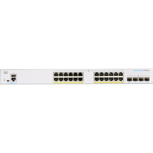  Cisco CBS250-24FP-4G 24-Port Gigabit PoE+ Compliant Managed Switch with SFP (370W)