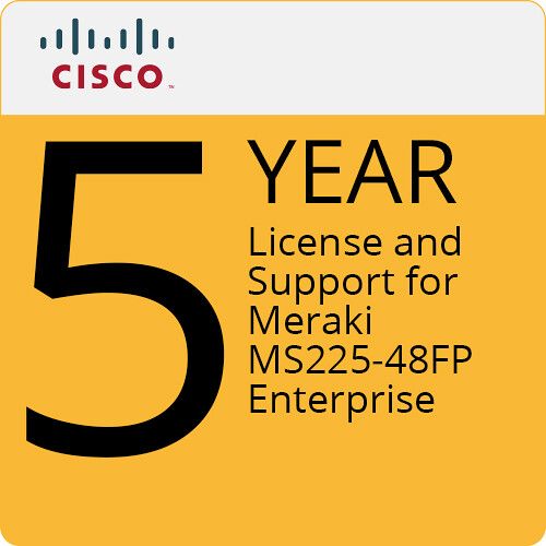  Cisco MS225-48FP Access Switch with 5-Year Enterprise License and Support