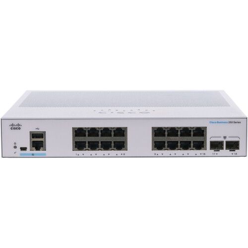  Cisco CBS250-16T-2G 16-Port Gigabit Ethernet Smart Switch with SFP