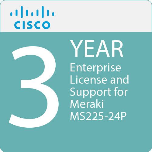  Cisco MS225-24P Access Switch with 3-Year Enterprise License and Support