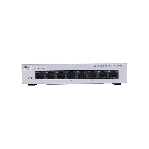  Cisco Business CBS110-8T-D Unmanaged Switch | 8 Port GE | Desktop | Ext PS | Limited Lifetime Protection (CBS110-8T-D-NA)