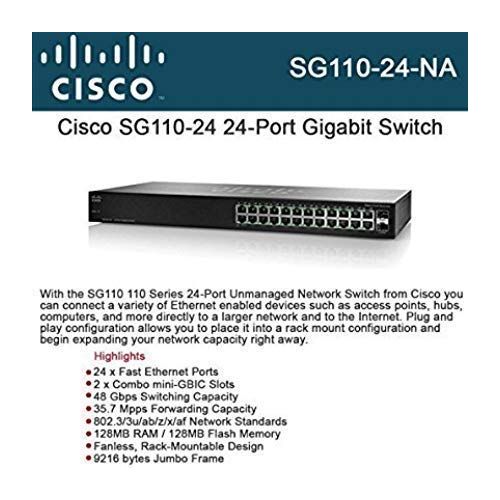  Cisco Small Business Sg110-24 - Switch - 24 Ports - Unmanaged - Rack-Mountable