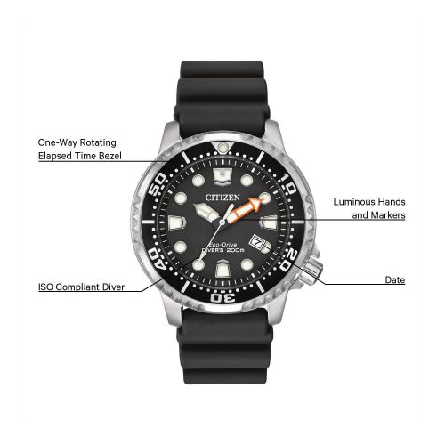  Citizen Mens BN0150-28E ISO-compliant Promaster Diver Black Dial Polyurethane and Stainless Steel Watch by Citizen