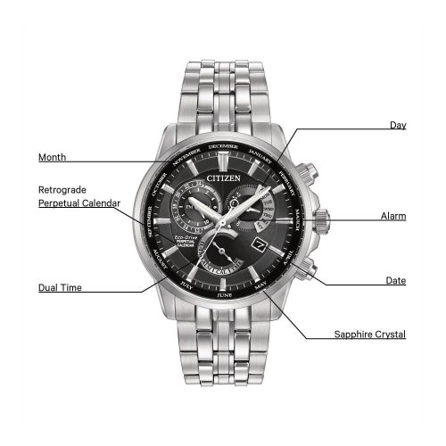  Citizen Mens BL8140-55E Calibre 8700 Black Dial Silvertone Stainless Steel Watch by Citizen