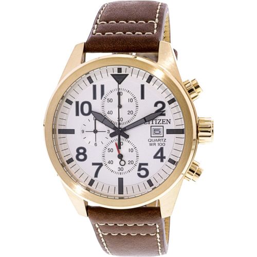  Citizen Mens AN3623-02A Gold Leather Japanese Quartz Diving Watch by Citizen