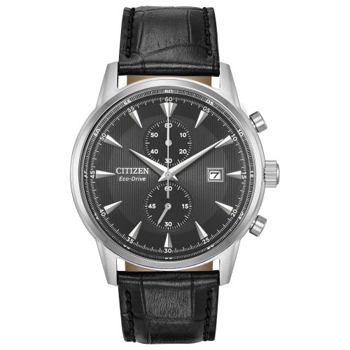  Citizen Mens Grey Leather Dial Eco-Drive Watch by Citizen