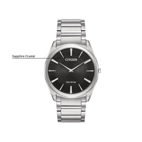  Citizen Mens Eco-Drive Black Dial Stainless Steel Watch by Citizen