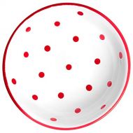 City to Cottage Handmade White and Red Pottery Polka Dot Glazed 7.3inch/18.5cm, 14oz/400ml Salad, Pasta, Fruit, Cereal, Soup Bowl | Unique Ceramic Dinnerware, Housewarming Gift