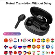 [아마존베스트]Cjc Language Translator Device - Supports 19 Languages, Real Time Voice Translator Earbuds, Wireless Bluetooth 5.0 Translation Earphones with Charging Case, Suitable for iOS & Android