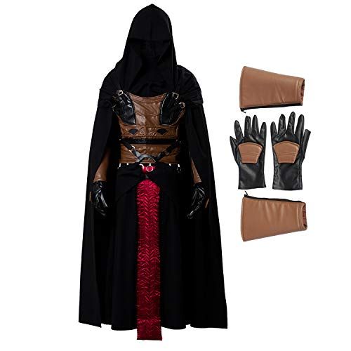  할로윈 용품ClSSTEV Mens Darth Revan Cosplay Costume Full Set Outfits Halloween Tunic Hooded Robe Knight Costume