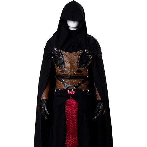  할로윈 용품ClSSTEV Mens Darth Revan Cosplay Costume Full Set Outfits Halloween Tunic Hooded Robe Knight Costume
