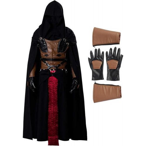  할로윈 용품ClSSTEV Mens Darth Revan Cosplay Costume Full Set Outfits Halloween Tunic Hooded Robe Knight Costume