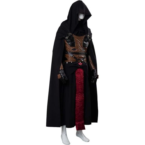  할로윈 용품ClSSTEV Mens Darth Revan Cosplay Costume Full Set Outfits Halloween Tunic Hooded Robe Knight Costume